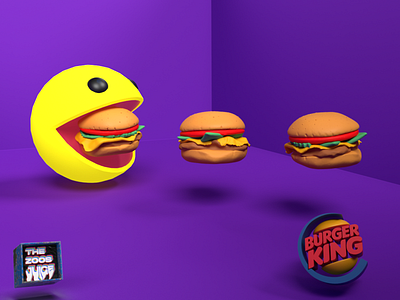 PACMAN - The Burger King Fanatic 3d adobe creative cloud behance blender 3d branding branding design cinema4d creative design creative designer cyclesrender dribbble dribbble best shot free freelance lightroom pacman loves burger king pandemic photoshop