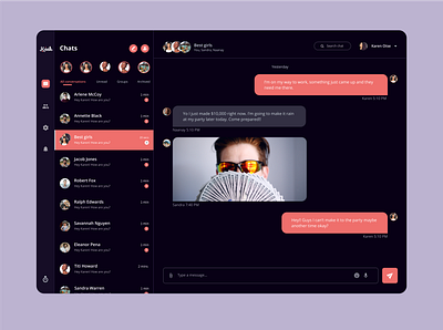 Web Chat app chat app dark mode darktheme design minimal productdesign uiux design uiux designer ux webapplication webdesign