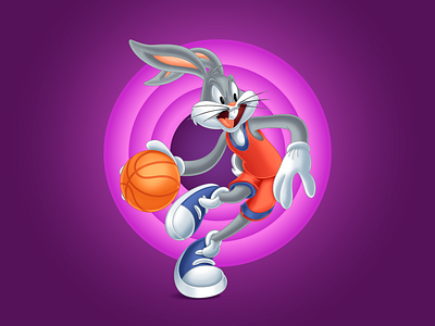 Bugs Bunny - Basketball player ball basket basket ball basketball player brush bugs bunny cartoon character character design design digital art digital illustration illustration looney tunes photoshop space jam sport wacom