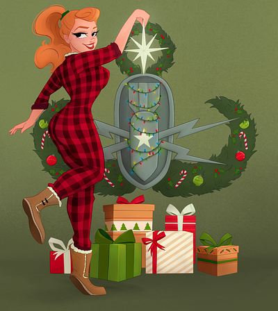 Merry Crab-mas character design christmas eod holidays illustration military pin up