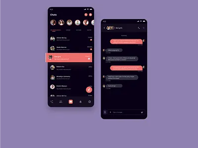 Chat app branding chat app dark app dark ui design minimal uiuxdesign ux