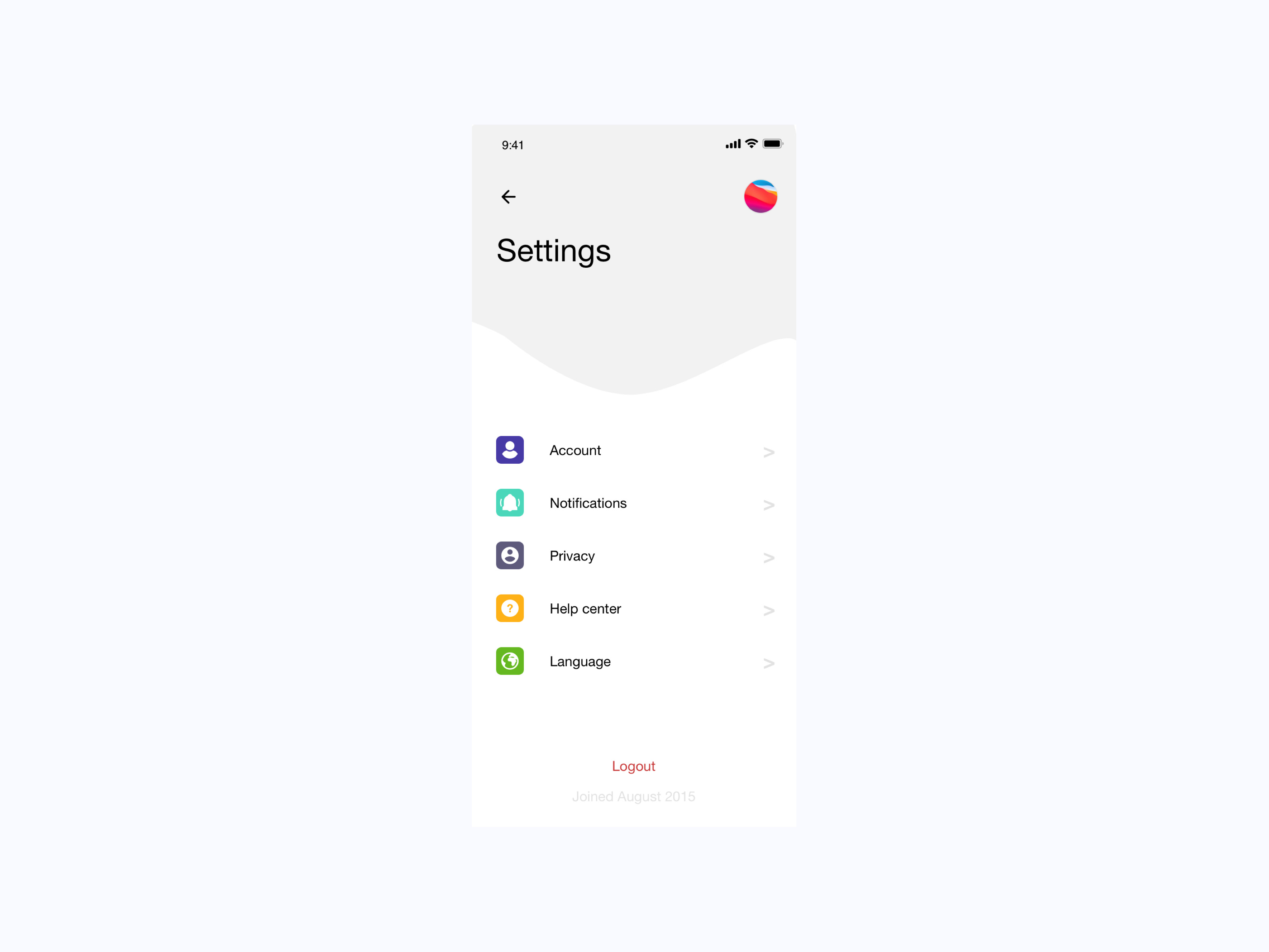 Example of DailyUi 007 - Settings