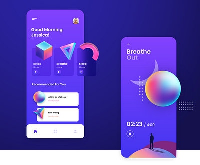 Medit8 dribbble gradient graphic illustration minimal mobile app mobile ui product page typography ux web