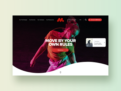 Fiber #2 – Hero section card dance dancer exploration fashion header hero landing page lightning logo modern move movement slider sport technology ui wave webdesign