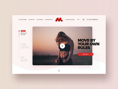 Fiber #3 – Hero section exploration fashion header hero landing page logo modern movement moves slider sport technology timeline ui video webdesign woman