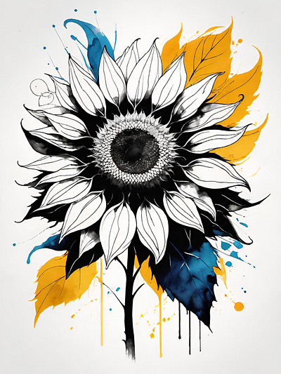 Sunflower floral flower flower tattoo illustration plants sunflower tattoo design tattoo ideas watercolor