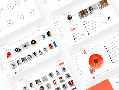 LoudMusic Ui Kit (iOS/Dashboard) (Figma/XD) adobe creative design figma minimal music music app music art music player musician podcast podcasts ui ui ux ui8 ui8net uidesign uiux ux ui uxdesign xd ui kit