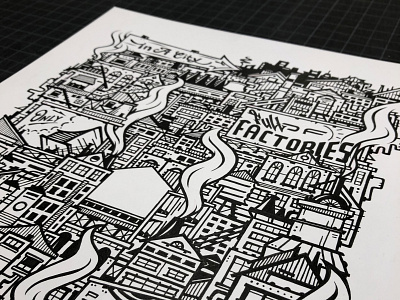 Hitsville Poster Inking city detroit drawing illustration inking motown music sketch