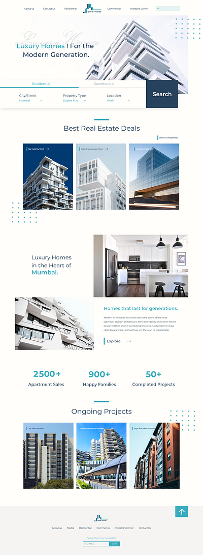 Landing Page For Real Estate Company adobexduikit branding design dribbble flat logo minimalism simplistic ui web