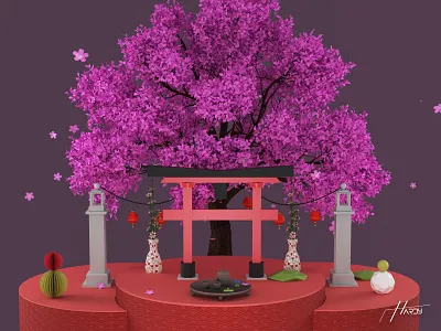 Japan compositing 3D illustration 3d 3d art 3d illustration aesthetic artwork cinema4d design guga tevdorashvili hardy japan japan compositing japan compositing photoshop redshift