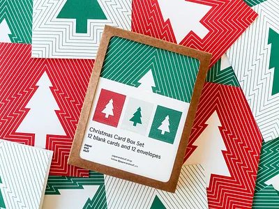 CHRISTMAS TREE GREETING CARD SET christmas christmas card christmas pattern christmas tree greeting card holiday card illustration pattern stationery