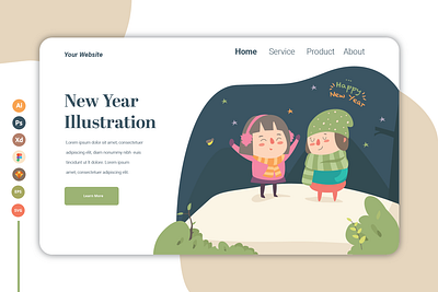 New Year Ilustration app design flat graphic design illustration ui ux web