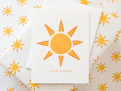 SENDING YOU SUNSHINE gift wrap greeting card illustration pattern stationery sunny sunshine wrapping paper