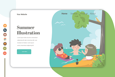 Summer Ilustration app design flat graphic design icon illustration minimal ui ux web