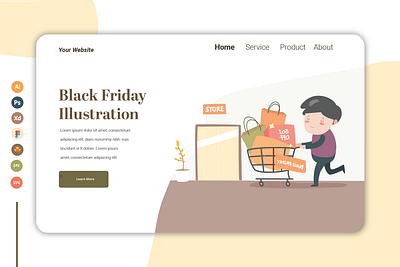 Black Friday Ilustration animation design flat graphic design icon illustration minimal ui ux web