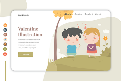 Valentine Ilustration app design flat graphic design icon illustration ui ux vector web