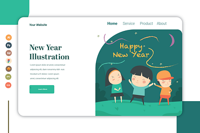 New Year Ilustration app design flat graphic design illustration logo minimal ui ux web