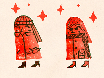 Winter Fits analogue character characters christmas digital illustrated illustration lino print winter