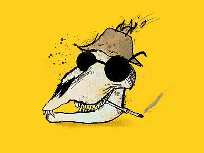 Sheep’s Head in a Hunter S Thompson / Ralph Steadman Style cool hunter s thompson ralph steadman sheep skull