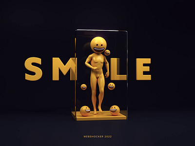 S M I L E II 3d animation cover emoji landing motion design render smile web design webshocker website