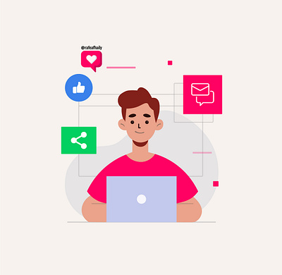 Social Media Character design illustration like message share social media socialmedia vector