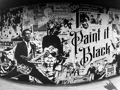 Paint It Black Mural collage grundge paint type wheatpaste