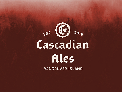 Cascadian Ales Lockup Mockup ale beer beer logo blackletter blackletter logo bottlecap brand identity branding brewery brewery logo british columbia canada cascadia craft beer craft brewery mapleleaf photo vancouver island