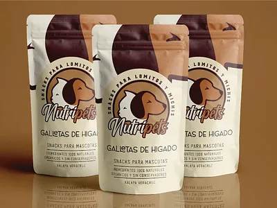 EMPAQUE NUTRIPETS animales app branding design galletas mascotas packaging pets snacks vector