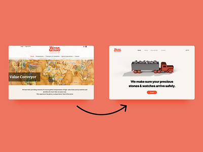 Redesigned Véron Gauer’s Website beige clean clean design clean ui creme landing page orange transport transportation web web design webdesign website website design