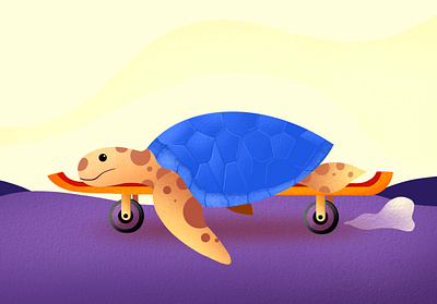 Turtle on skateboard illustration asset digitalartist galshir illustration illustrator procreate skateboard turtle tutorial animation tutorials ui uidesign uiux