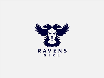 Ravens Girl Logo animal barbarian crow fighter girls logo monochrome nordic raven raven girl raven girl logo raven head logo raven logo raven skull ravens viking warrior logo warrior woman weapon wing woman