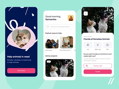 Animals Help App android app android motion animation app app design charity design donate help interaction interface ios mobile ios motion mobile motion motion design pet ui ui design ux