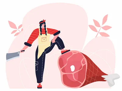 Butcher woman butcher female feminism feminist flat fresh girl grocery knuckle male meat people plump products professions red woman