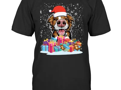 Cute Animal Dog Border Collie Christmas