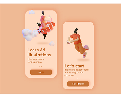 Mobile Learn 3d Illustraions clean ui design iphone landing page ui uiux uiux design uiuxdesign ux web