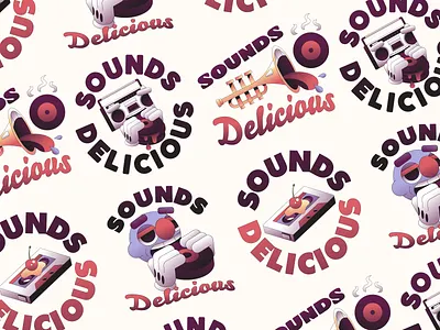 Sounds Delicious badge branding character character design flat gradient icon illustration illustrator logo minimal simple trumpet tuba