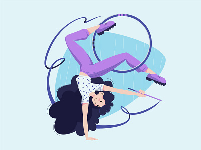 Gymnastics performance adobe illustrator character character design design dribbble dynamics face girl girl character gymnast gymnastics happy girl human illustration movement person vector