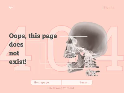 404 Page 404 best practices creative design designer exist figma illustration oops skull ui ux website