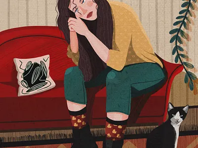 Sadness 2d art character characterdesign design digital illustration digitalart flat illustraion illustrator procreate shape texture