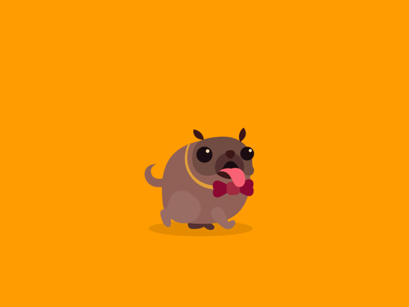 Ralf Walking 2d animation animation character cute design dog dog illustration game gif graphic illustration illustrator interactive loop pug spine vector walk walkcycle