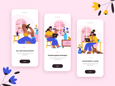 Onboarding screens abstract app concept creative design figma illustration mobile app onboarding splashscreen ux welcome screen