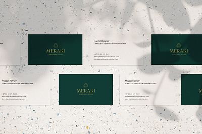 Meraki Jewellery Design Business Cards brand development brand identity branding business cards business cards stationery design graphic design jewellery brand jewellery branding logo logo design rebrand stationery stationery design stationery mockup type typography vector