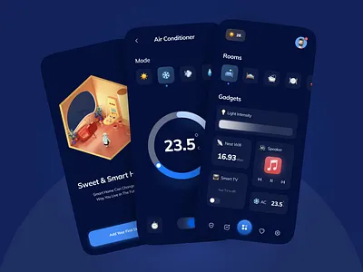 🛋 Smart Home Automation Dark mode UI Design 3d illustration animoji concept daily ui dark mode dark theme dark ui emoji figma home home automation illustration internet of things iot minimal night mode smart home smarthome super app ui