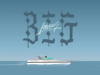 Biggie 2d ae after aniamtion animation b.i.g. biggie boat character gif hiphop loop notorious rap rip sea speed typography water yacht