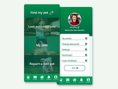 Find My Pet mobile app design 365 daily challenge app design design product design profile page ui ui ux ui design uiux ux