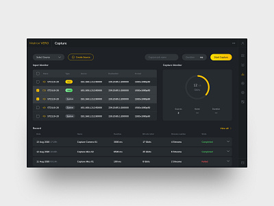 Signal Generator Web App analysis analytic analytics chart capture dark app dark mode dark theme dark ui figma generator input box list view signal sketch software software design ui ui design ux design web app