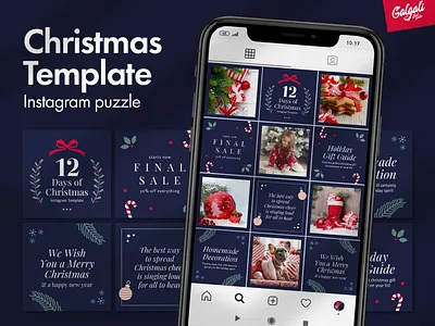 Christmas Instagram puzzle template blue christmas design festive holiday instagram instagram christmas instagram post instagram puzzle instagram puzzle template instagram template post template puzzle social media socialmedia template winter xmas