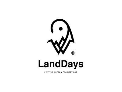 LandDays branding countryside cretan crete goat greece hills horns landscape logo map mountain pin platform rental rethymno scenery sun tops travel