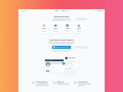 Welcome Wizard apollo connect connections crm dashboard download hubspot linkedin onboarding onboarding screen outreach process saas salesforce strategy welcome welcome page welcome screen welcome wizard zoominfo