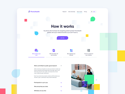 PicnicHealth app branding clean design illustration minimal minimalistic typography web website